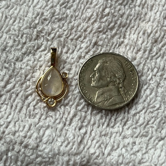 Awe Inspired 14k Yellow Gold Vermeil and Moonstone Astral Amulet w/ White Topaz - Picture 2 of 4